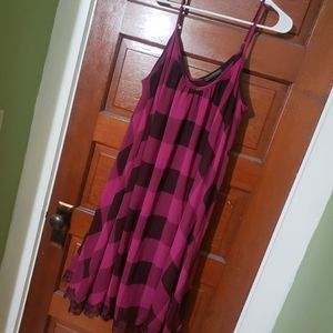 Lane Bryant Fuschia Black Plaid Slip Dress